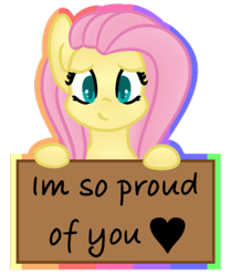 Size: 400x481 | Tagged: safe, artist:fluttershydaily, fluttershy, pony, g4, heart, looking at you, positive ponies, proud, simple background, smiling, solo, tablet, transparent background