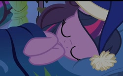 Size: 652x406 | Tagged: safe, screencap, twilight sparkle, alicorn, pony, g4, power ponies (episode), bed, cropped, golden oaks library, sleeping, solo, twilight sparkle (alicorn)