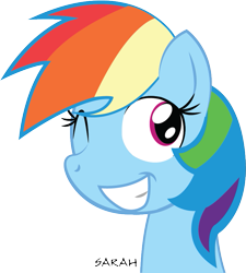 Size: 761x845 | Tagged: safe, artist:sarahstudios11, rainbow dash, pegasus, pony, g4, female, mare, one eye closed, simple background, smiling, solo, transparent background, vector, wink