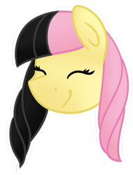 Size: 400x524 | Tagged: safe, artist:fluttershydaily, fluttershy, pony, g4, alternate hairstyle, eyes closed, melanie martinez, simple background, smiling, solo, transparent background