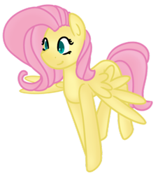 Size: 400x443 | Tagged: safe, artist:fluttershydaily, fluttershy, g4, folded wings, simple background, smiling, standing, transparent background, wings