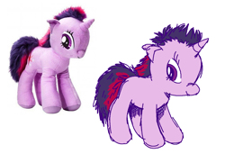 Size: 1316x900 | Tagged: safe, artist:msponies, twilight sparkle, pony, unicorn, g4, creepy twilight, female, mare, ms paint, plushie, simple background, smiling, solo, tail, toy, toy interpretation, twilight sparkle plushie, unicorn twilight, white background