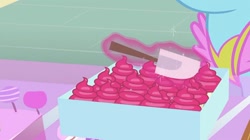 Size: 992x557 | Tagged: safe, screencap, cup cake, earth pony, pony, g4, cake, food