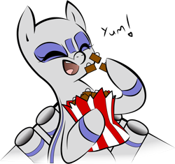 Size: 3000x2822 | Tagged: artist needed, safe, oc, oc only, oc:air liner, original species, plane pony, pony, eating, eyes closed, food, happy, heart, high res, jet engine, luggage, open mouth, plane, popcorn, simple background, smiling, solo, suitcase, tongue out, transparent background, yum