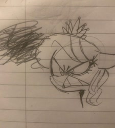 Size: 712x791 | Tagged: safe, artist:spidersdude, diamond tiara, earth pony, pony, g4, angry, irl, jewelry, lined paper, photo, sketch, solo, tiara, traditional art