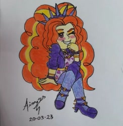 Size: 695x713 | Tagged: safe, artist:aimemontanari, adagio dazzle, human, equestria girls, g4, disguise, disguised siren, sketch