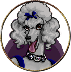 Size: 748x750 | Tagged: safe, artist:saby, derpibooru exclusive, oc, oc only, diamond dog, dog, poodle, bow, bust, choker, diamond dog oc, female, hair bow, jewelry, looking at you, portrait, simple background, smiling, solo, tongue out, transparent background