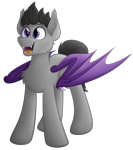 Size: 3081x3465 | Tagged: safe, artist:feather_bloom, oc, oc:midnight oil, bat pony, pony, bat pony oc, bat wings, commission, fangs, happy, high res, shading, simple background, slit pupils, solo, transparent background, wings