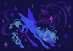 Size: 1280x888 | Tagged: safe, artist:peaceandlove26, princess luna, tantabus, alicorn, pony, g4, crying, duo, sad, stars