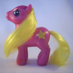 Size: 900x900 | Tagged: safe, star bright (g3), g3, female, hoof heart, irl, mare, mcdonald's happy meal toys, photo, solo, standing, toy, underhoof