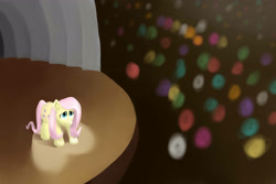 Size: 3000x2000 | Tagged: safe, artist:jimthecactus, fluttershy, pegasus, pony, g4, crowd, female, high res, looking up, mare, shy, solo focus, spotlight, stage