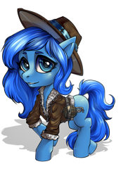 Size: 463x672 | Tagged: safe, artist:leastways, oc, oc:zap apple, earth pony, pony, clothes, cowboy hat, female, filly, foal, hat, jacket