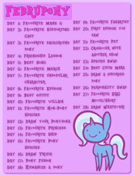 Size: 513x667 | Tagged: safe, artist:typhwosion, trixie, pony, unicorn, g4, challenge, dot eyes, february, februpony, female, list, mare, smiling, solo, tail, text