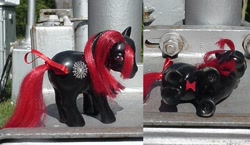 Size: 801x464 | Tagged: safe, artist:lonewolf3878, black widow, earth pony, monster pony, original species, pony, spider, spiderpony, g1, brushable, customized toy, female, irl, photo, toy