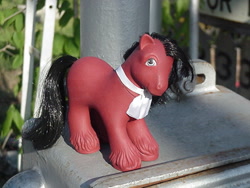 Size: 640x480 | Tagged: safe, artist:lonewolf3878, earth pony, pony, g1, ace attorney, big brother ponies, brushable, cravat, customized toy, irl, male, miles edgeworth, photo, ponified, toy