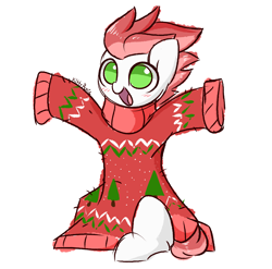 Size: 3609x3567 | Tagged: safe, artist:kittyrosie, oc, oc only, oc:swift apex, pegasus, pony, christmas, clothes, happy, high res, holiday, simple background, solo, sweater, white background