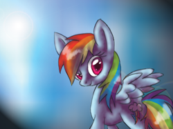 Size: 453x339 | Tagged: safe, artist:tami-kitten, rainbow dash, pegasus, pony, g4, female, looking at you, mare, solo, spread wings, wings