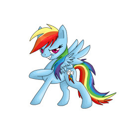 Size: 512x512 | Tagged: safe, artist:tami-kitten, rainbow dash, pegasus, pony, g4, cocky, female, grin, mare, raised hoof, simple background, smiling, solo, spread wings, transparent background, wings