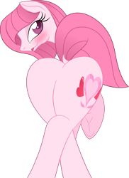 Size: 1824x2512 | Tagged: safe, artist:miniferu, artist:muhammad yunus, oc, oc only, oc:annisa trihapsari, earth pony, pony, :p, annibutt, base used, beautiful, blushing, butt, butt focus, cute, dock, earth pony oc, female, mare, plot, simple background, solo, sultry pose, tail, tongue out, transparent background