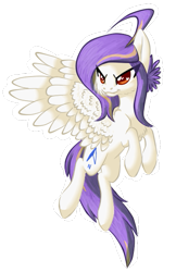 Size: 365x564 | Tagged: safe, artist:tami-kitten, oc, oc only, pegasus, pony, confident, female, floating, looking forward, mare, raised hoof, solo, spread wings, wings