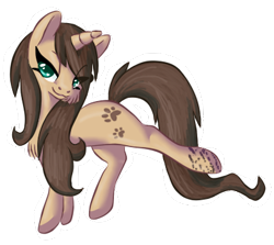 Size: 404x361 | Tagged: safe, artist:tami-kitten, oc, oc only, pony, unicorn, female, lidded eyes, long mane, long tail, mare, raised leg, simple background, solo, sultry pose, tail, transparent background