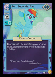 Size: 344x480 | Tagged: safe, enterplay, rainbow dash, pegasus, pony, celestial solstice, friendship is magic, g4, my little pony collectible card game, 10 seconds flat, ccg, cloud, merchandise, solo