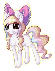 Size: 341x435 | Tagged: safe, artist:tami-kitten, oc, oc only, oc:emberlee, earth pony, pony, bow, female, frills, looking forward, mare, multicolored hair, simple background, solo, transparent background