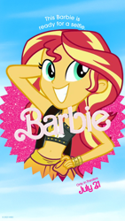 Size: 1080x1920 | Tagged: safe, sunset shimmer, human, equestria girls, g4, barbie, barbie (film), clothes, summer sunset, sunset selfie, swimsuit