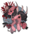 Size: 900x1100 | Tagged: safe, artist:deviiel, earth pony, pony, black mane, black tail, blood, blood on face, bone, chest fluff, flower, food, licking, licking lips, looking at you, mask, meat, pink coat, rose, tail, tongue out