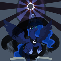 Size: 1280x1280 | Tagged: safe, artist:flightless-fox, princess luna, alicorn, pony, g4, scene interpretation, solo, transformation