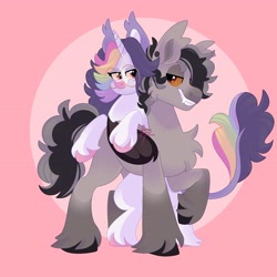 Size: 4096x4096 | Tagged: safe, artist:fizzlefer, oc, oc only, oc:friday (fizzlefer), earth pony, pony, unicorn, duo