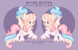 Size: 4096x2633 | Tagged: safe, artist:fizzlefer, oc, oc only, oc:bitter glitter, bat pony, pony, reference sheet, solo