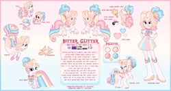 Size: 4096x2191 | Tagged: safe, artist:fizzlefer, oc, oc only, oc:bitter glitter, pony, gradient background, reference sheet, solo