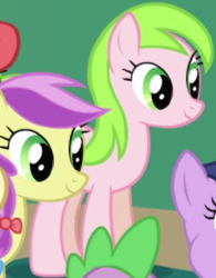 Size: 302x388 | Tagged: safe, screencap, lavender fritter, spike, dragon, earth pony, pony, friendship is magic, g4, season 1, apple family member, background character, background pony, cropped, female, generic pony, mare, offscreen character, out of frame, solo focus