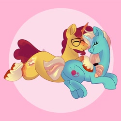 Size: 4000x4000 | Tagged: safe, artist:fizzlefer, oc, oc only, pony, unicorn, butt, duo, eyes closed, female, glasses, male, mare, plot, shipping, stallion, straight
