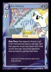 Size: 344x480 | Tagged: safe, enterplay, sugar cookie, equestria games, g4, my little pony collectible card game, the crystal games, archery, arrow, ccg, ice, merchandise, mouth hold, solo, stadium