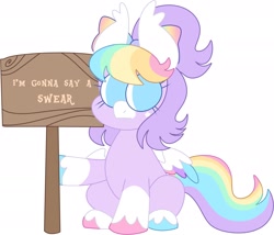 Size: 2048x1752 | Tagged: safe, artist:fizzlefer, oc, oc only, pegasus, pony, sign, simple background, solo, white background