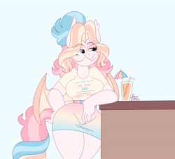 Size: 4042x3665 | Tagged: safe, artist:fizzlefer, oc, oc only, oc:bitter glitter, bat pony, anthro, alcohol, cocktail, drink, glasses, simple background, solo