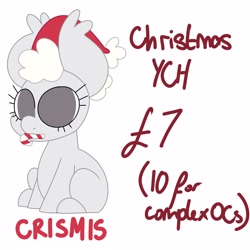 Size: 3000x3000 | Tagged: safe, artist:fizzlefer, pony, candy, candy cane, christmas, food, hat, high res, holiday, santa hat, simple background, solo, white background, ych example, your character here