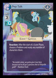 Size: 344x480 | Tagged: safe, enterplay, bulk biceps, derpy hooves, fluttershy, helia, lucky clover, parasol, rainbow dash, pegasus, pony, equestria games (episode), g4, my little pony collectible card game, the crystal games, ccg, female, flying, male, mare, merchandise, stallion