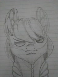 Size: 3120x4160 | Tagged: safe, artist:mrscroup, artist:mustaphatr, oc, oc only, oc:iorweth, earth pony, pony, equestria at war mod, beard, eyes closed, facial hair, lined paper, traditional art