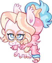 Size: 566x678 | Tagged: safe, artist:fizzlefer, oc, oc only, oc:bitter glitter, bat pony, pony, chibi, glasses, simple background, solo, white background