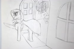 Size: 3809x2539 | Tagged: safe, artist:jimthecactus, rarity, pony, undead, unicorn, vampire, vampony, g4, cape, clothes, fangs, female, grayscale, high res, mare, monochrome, pencil drawing, solo, spider web, traditional art