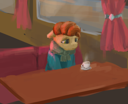 Size: 1494x1214 | Tagged: safe, artist:s410, derpibooru exclusive, oc, coffee, diner, sad, sitting, sketch