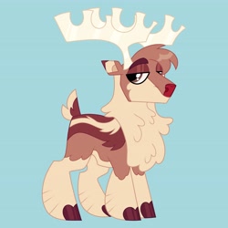 Size: 4096x4096 | Tagged: safe, artist:fizzlefer, oc, oc only, deer, reindeer, blue background, cloven hooves, male, simple background, solo