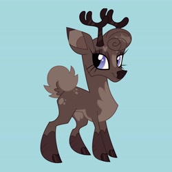 Size: 4096x4096 | Tagged: safe, artist:fizzlefer, oc, oc only, deer, reindeer, blue background, cloven hooves, female, glasses, simple background, solo