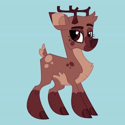 Size: 4096x4096 | Tagged: safe, artist:fizzlefer, oc, oc only, deer, reindeer, blue background, cloven hooves, female, glasses, simple background, solo
