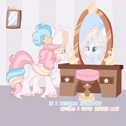 Size: 4096x4096 | Tagged: safe, artist:fizzlefer, oc, oc only, oc:bitter glitter, bat pony, pony, glasses, mirror, solo