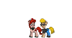 Size: 567x300 | Tagged: safe, artist:slybotz, oc, oc:super gay, pony, pony town, animated, flying, gif, johnny bravo, meme, pointing, simple background, speech bubble, standing, transparent background