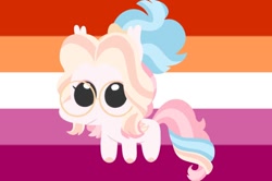 Size: 828x550 | Tagged: safe, artist:fizzlefer, oc, oc only, oc:bitter glitter, bat pony, pony, chibi, glasses, pride flag, solo